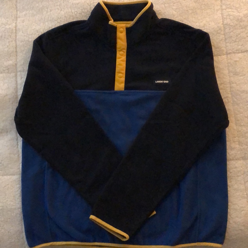 Lands End fleece snap neck pull over